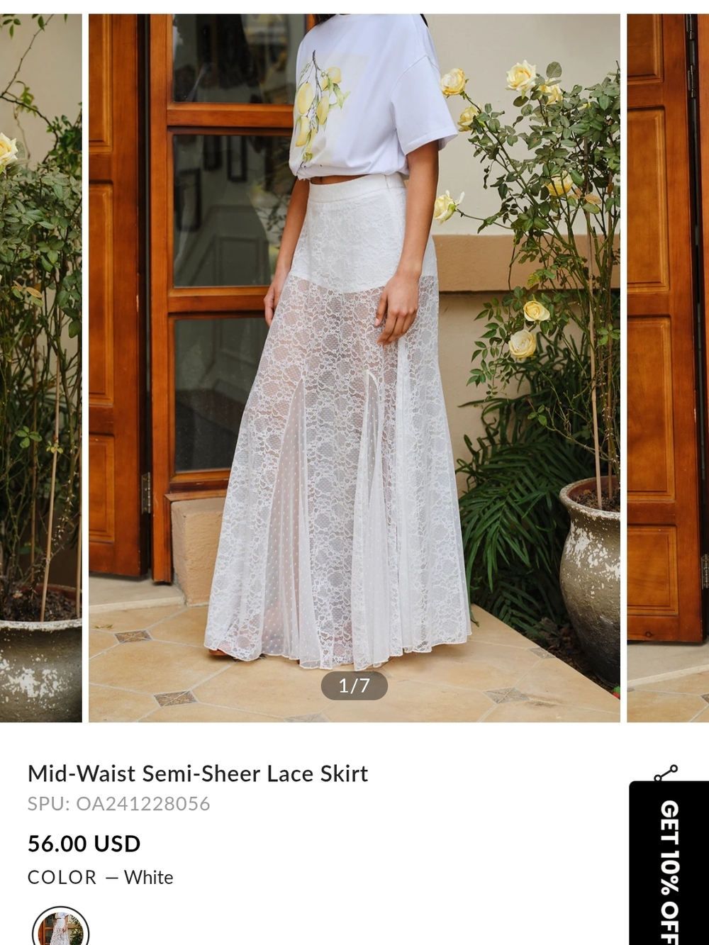 Commense White Semi-Sheer Lace Maxi Skirt
